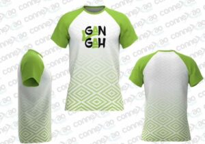 Camiseta GANGAH branca com mangas verdes